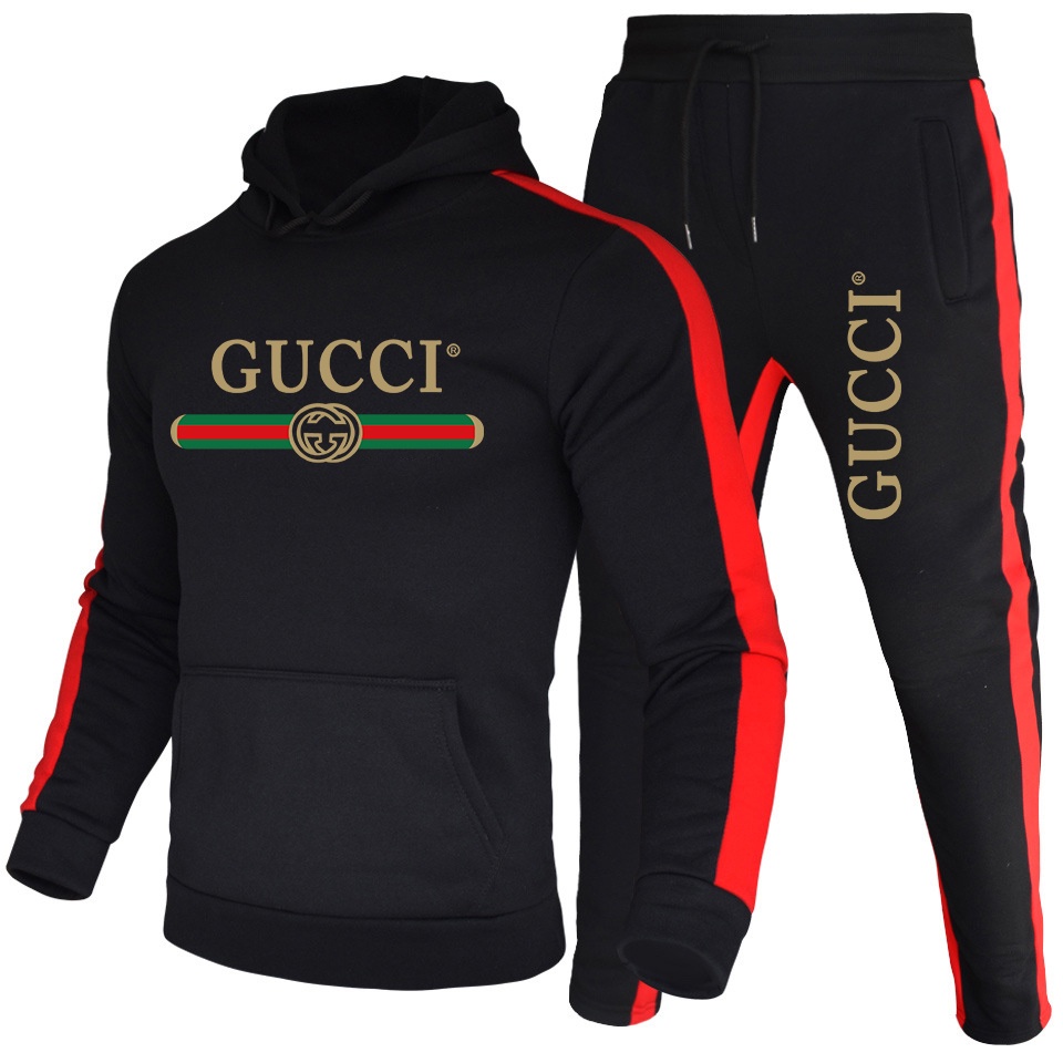 Set Áo Hoodie Và Quần Dài Thể Thao Bằng Vải Cotton Len Giữ Ấm Thời Trang Thu Đông In Hình Thương Hiệu GUCCI 24 Tiếng Dành Cho Nam Và Nữ