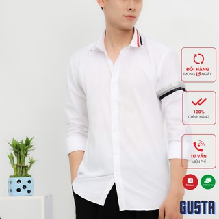 Áo Sơ Mi Nam Đẹp Trơn Tay Dài Viền Cổ Trắng- Áo Sơ Mi Nam Hàn Quốc Kiểu Dáng Trẻ Trung - Chất Cotton - SM07 - POLOMAN86