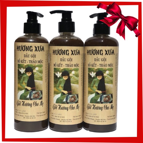 Dầu gội bồ kết, thảo dược Hương Xưa giảm rụng tóc, gàu và ngứa da đầu