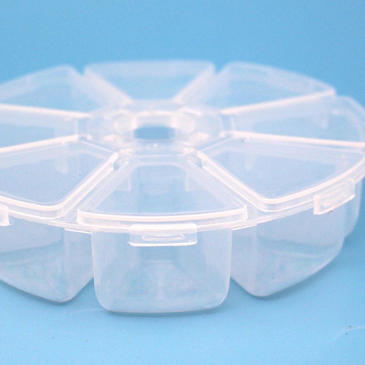 Hộp nhựa chia 8 ngăn đựng linh kiện (tròn 10cm)