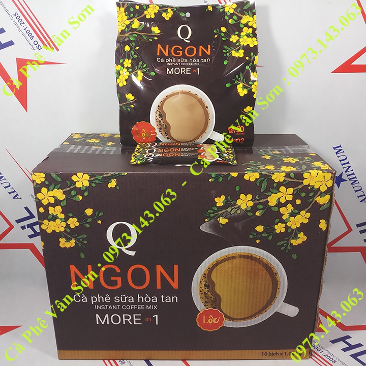 Thùng cà phê sữa Ngon Trần Quang 10 bịch lớn 1.04Kg (52 gói dài * 20g) Mẫu xuân 2022