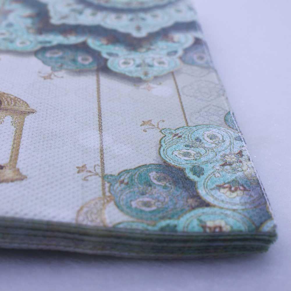KUNHEV Khăn Ăn Giấy In Họa Tiết Hoa Mẫu Đơn Và Bướm EID Mubarak Trang Trí Bàn Tiệc