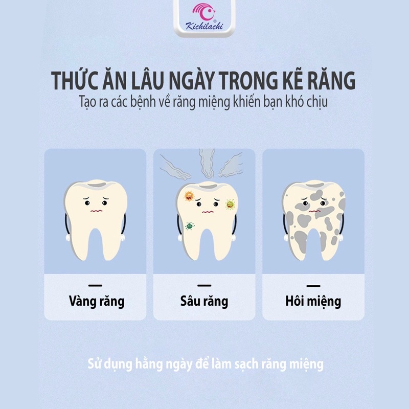 [GIÁ SOCK] Tăm chỉ nha khoa Kichi (gói 80 que) - Tăm chỉ nha khoa xuất Nhật. Tăm chỉ kẽ răng