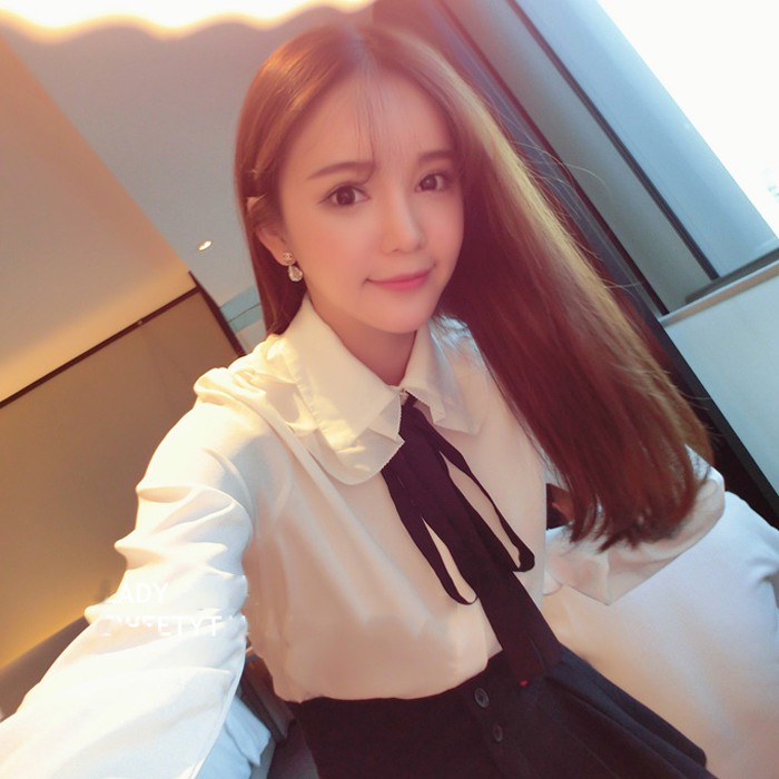 Áo Sơ Mi Nữ Cổ Bèo Ulzzang Basic Công Sở Học Sinh