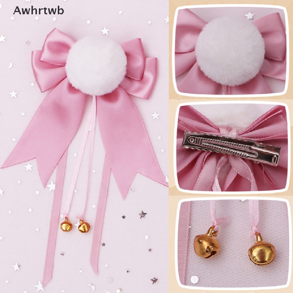Kẹp Tóc Đính Nơ Và Bóng Lông Dễ Thương Phong Cách Lolita Mới