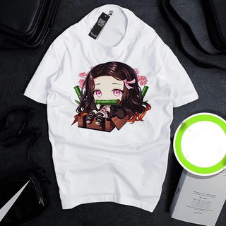 Áo thun Cotton Unisex - Nhân vật Kamado Nezuko - Kimetsu no Yaiba - Chibi - Nezuko thu bé