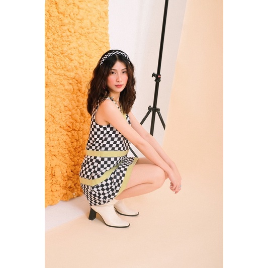 Double Moonshot - Đầm hoạ tiết bàn cờ đen trắng