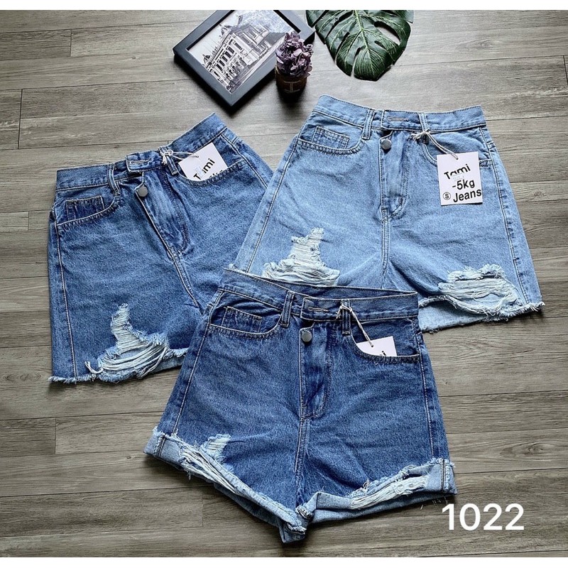 Quần short jean nữ rách size từ 40kg đến size đai 75kg mẫu rách quần short lưng cao hàng VNXK MS1022 - 2KJean