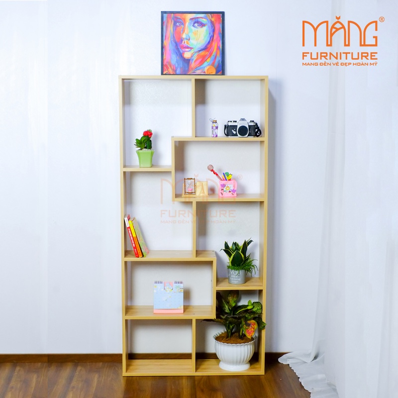 kệ sách gỗ đứng để sàn đa tầng nhiều ngăn có 3 màu lựa chọn KS04