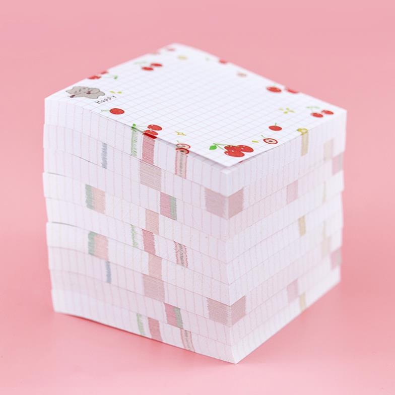 Giấy ghi chú MILASO giấy note ghi nhớ 80 tờ 80 x 80 mm kẻ caro họa tiết hoạt hình SSN-001406