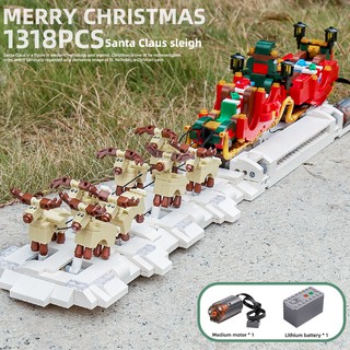 Đồ chơi Lắp ráp Mô hình Mould king 10015 Christmas  MOC-32342 Christmas Santa Sleigh Model Santa xe trượt tuyết điện