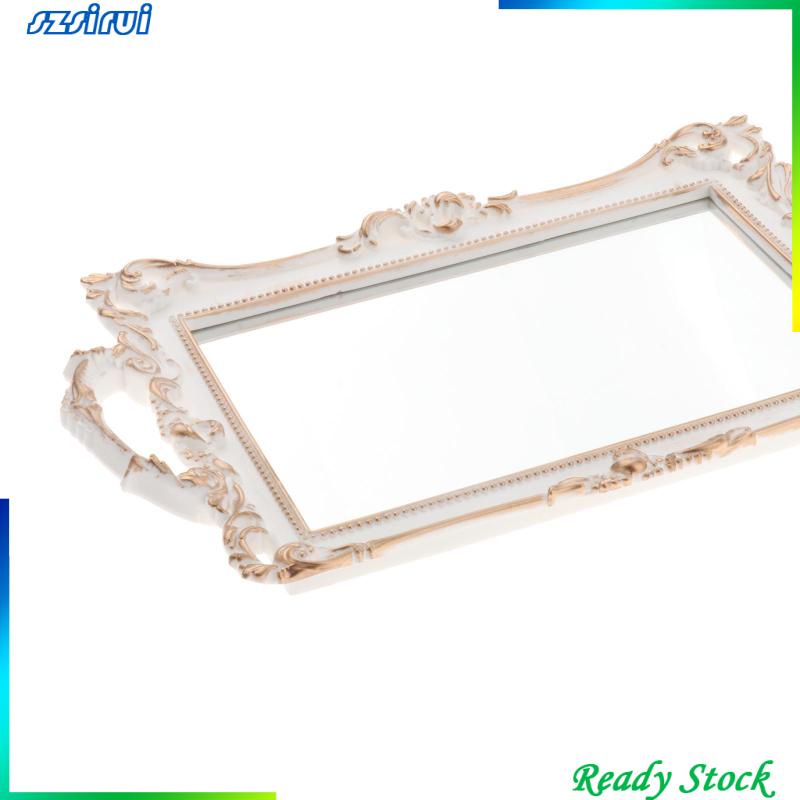 [szsirui] Khay Đựng Nước Hoa Tráng Gương Trang Sức Màu Trắng Cổ Điển