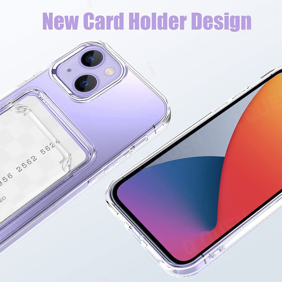 Ốp Điện Thoại TPU Mềm Trong Suốt Chống Sốc Có Ngăn Đựng Thẻ Cho iPhone 14 Pro Max 14 Plus