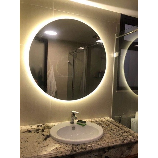 Gương tròn treo tường nhà tắm, trang điểm cao cấp D70 led cảm ứng Likidecor