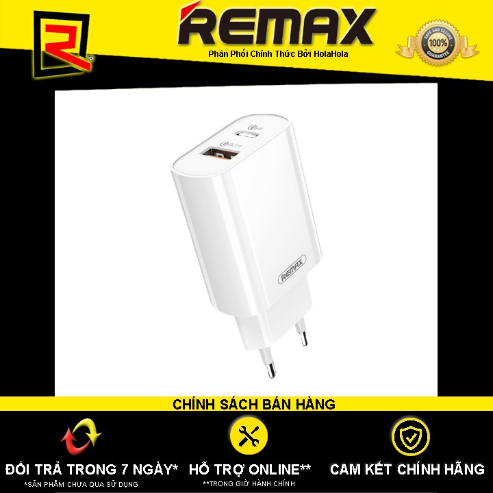 Sạc nhanh Remax RP-U37 2 cổng USB tích hợp QC 3.0 và PD 18W (Sạc nhanh cho iPhone)