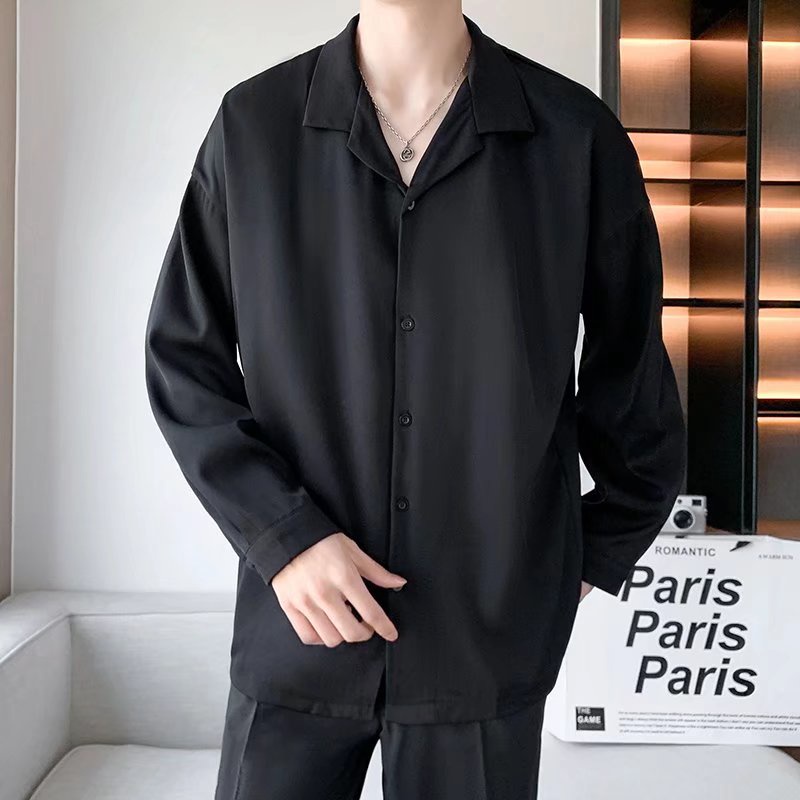 Áo Sơ Mi Trắng Tay Dài Dáng Rộng Cổ Vest Phong Cách retro Hàn Quốc Sang Trọng Thời Trang Thường Ngày Cho Nam