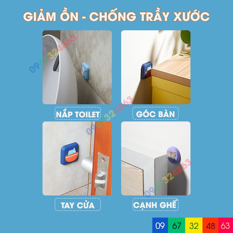 Miếng dán chống va đập bằng cao su silicon dán tường tủ bàn ghế giảm tiếng ồn chống trầy xước tiện lợi