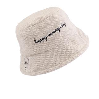Korean version of the ladies fisherman hat embroidery smiley face basin cap outdoor travel student fashion casual sunhat