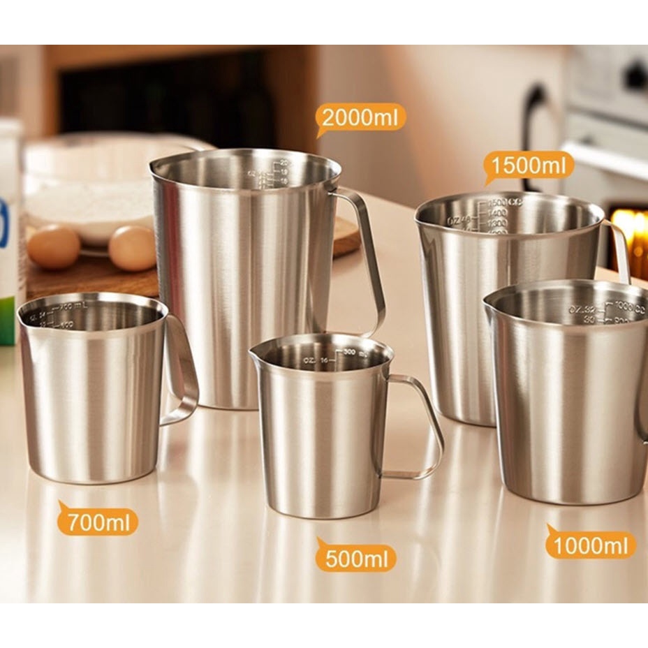 Ca inox 304 có vạch chia dung tích OEM HS502