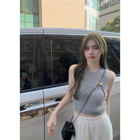 Cocory vn Áo Tank Top Sát Nách Cổ Tròn Màu Trơn Quyến Rũ Thời Trang Cho Nữ