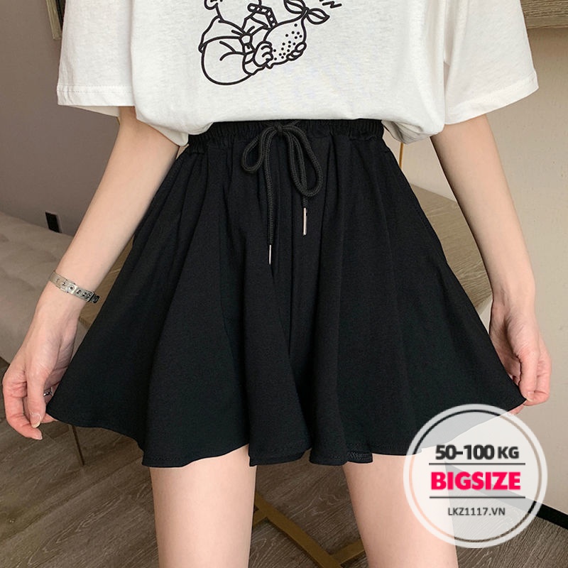 quần giả váy quần ống rộng Bigsize quần short quần đùi nữ lưng cao cạp cao chữ a mùa hè Phong cách Hàn Quốc Thời Trang tiểu thư cá tính xinh đẹp bigsizegiaree