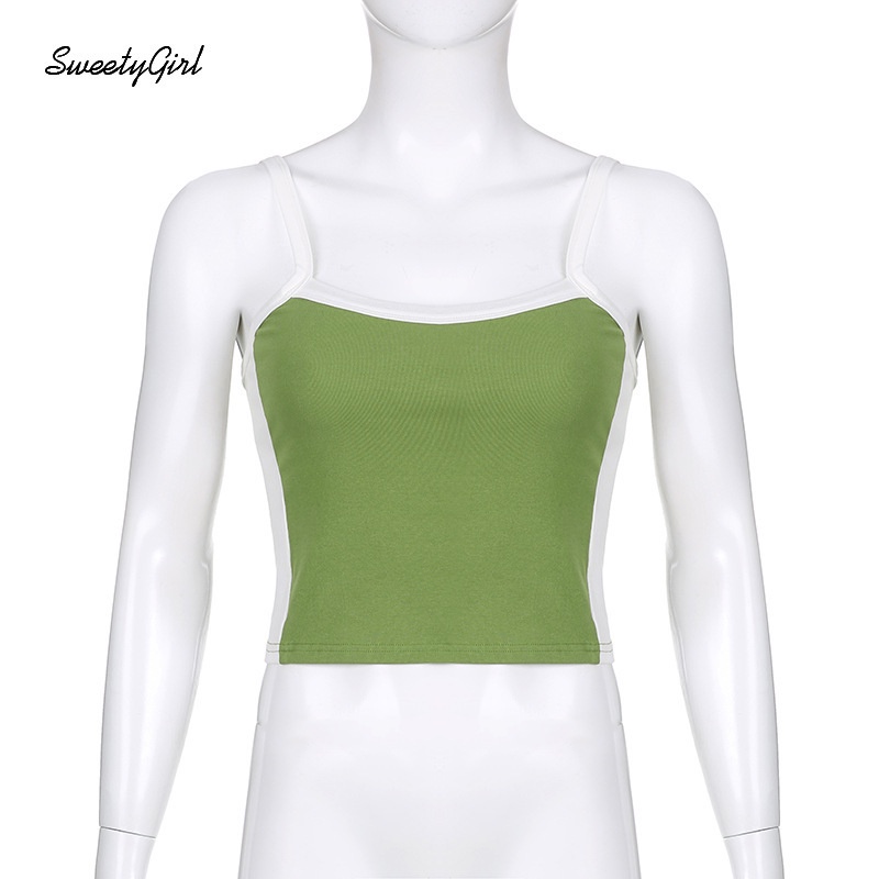 Áo Tank Top Cổ Tròn Màu Sắc Tương Phản Thời Trang 2022 Quyến Rũ Cho Nữ