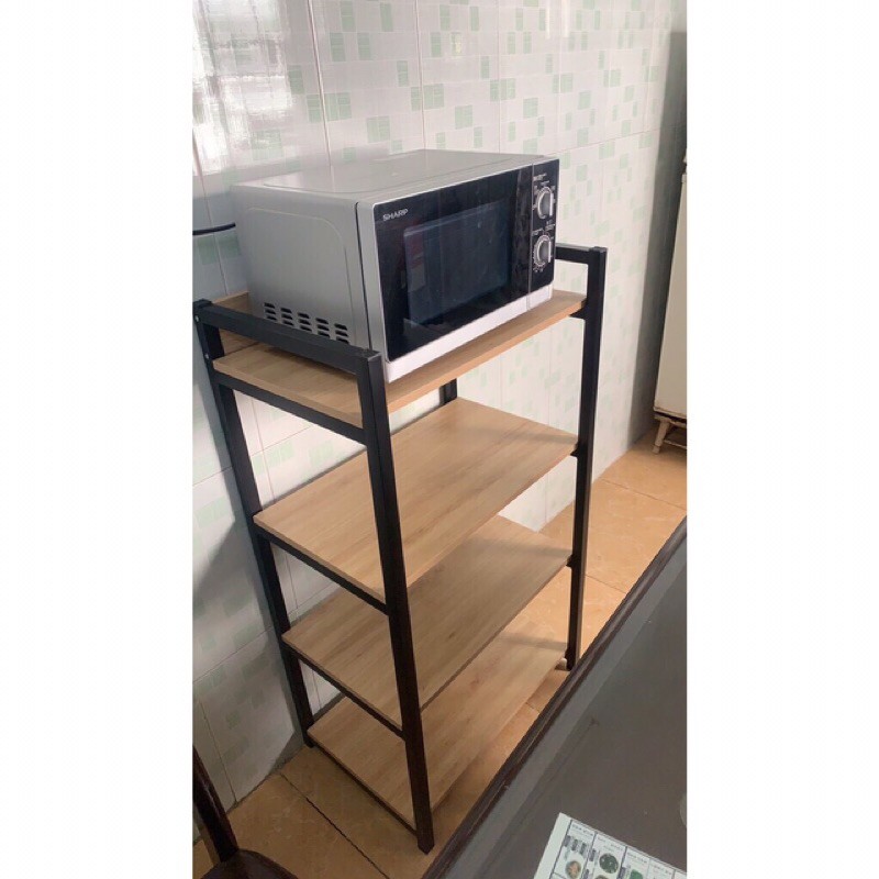Kệ sắt 4 tầng sơn tĩnh điện - mặt lót gỗ cao cấp | BigBuy360 - bigbuy360.vn