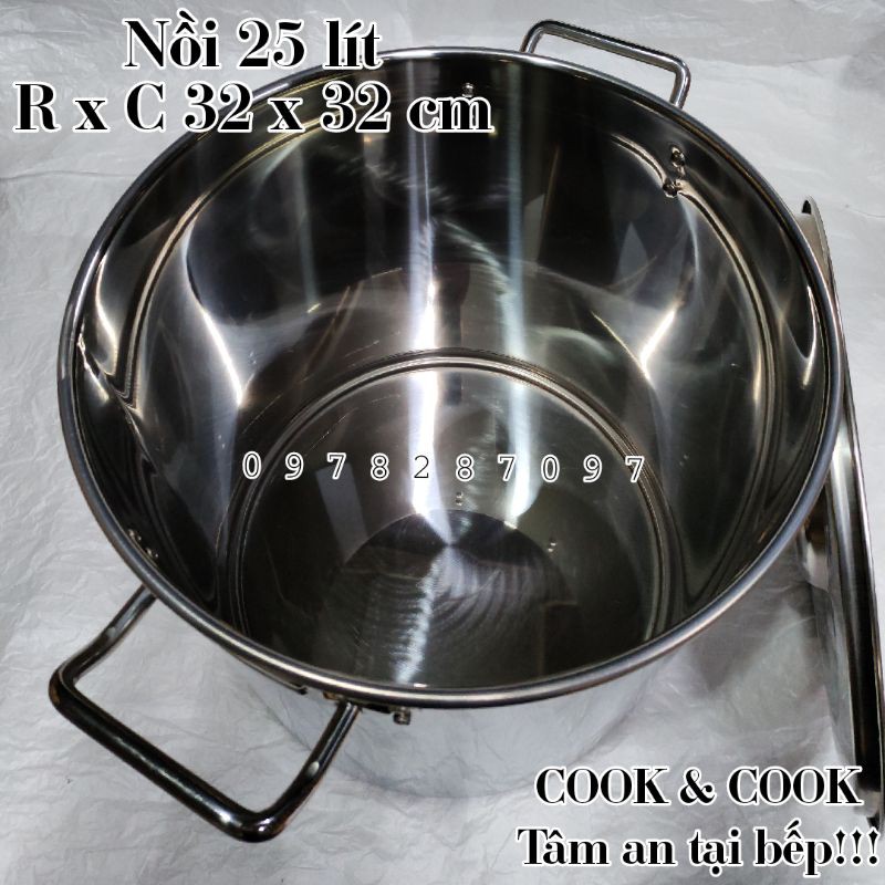 Nồi súp inox 20, 25 lít Vietcook đáy từ size 32 cm nồi hầm xương, luộc gà, nồi luộc bánh chưng, nồi phở, nồi quân dụng