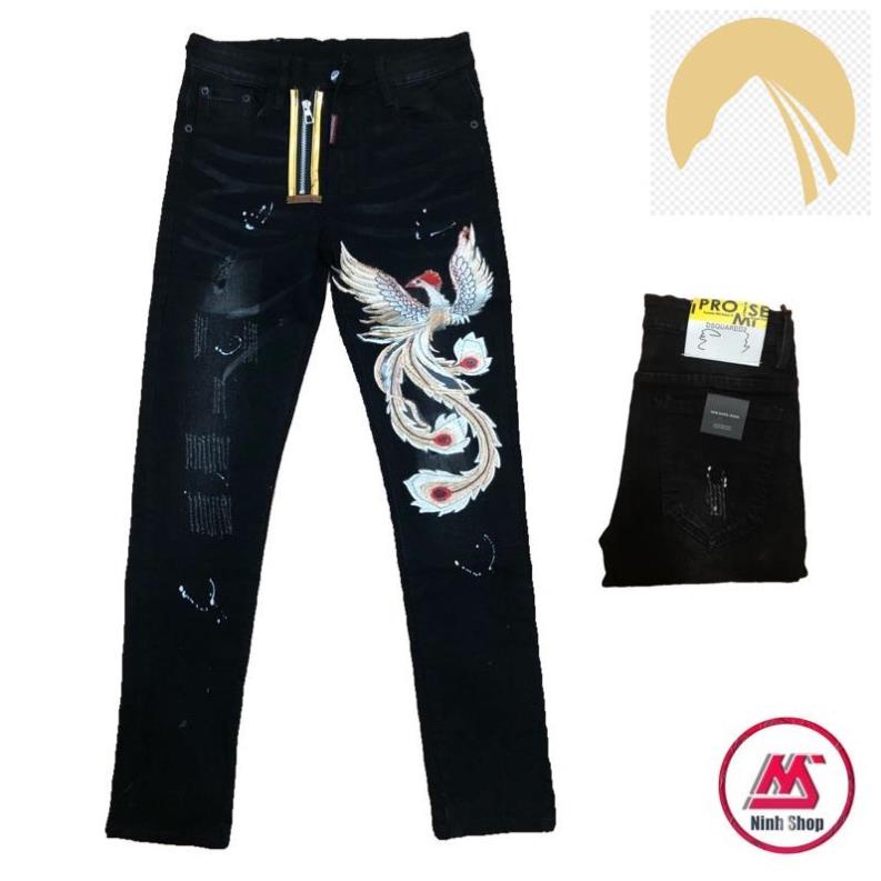 👘 Quần bò nam ống côn Dsq2 phượng hoàng thêu new 2021 - Quần jean nam - Quần biker 👘 ️🏆