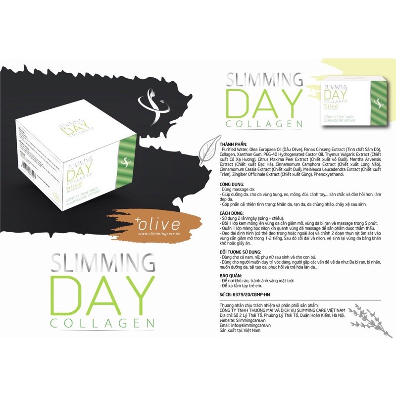 Kem Tan Mỡ Slimming Day Collagen-Slimming Care Chính Hãng Thải Mỡ,Mờ Thâm Rạn Săn Chắc Da Phục Hồi Chống Lão Hóa Chảy Sê