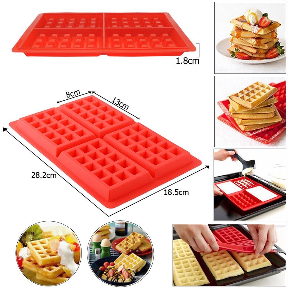 Silicone Mini Waffles Pan Cake Nướng Bánh Muffin Nướng Khay Khuôn Sôcôla Tự làm