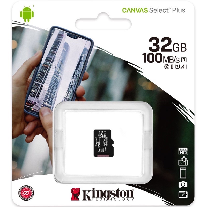 COMBO Thẻ nhớ 32GB Kingston microSDHC A1 V10 Canvas Select Plus Class10 100MB/s