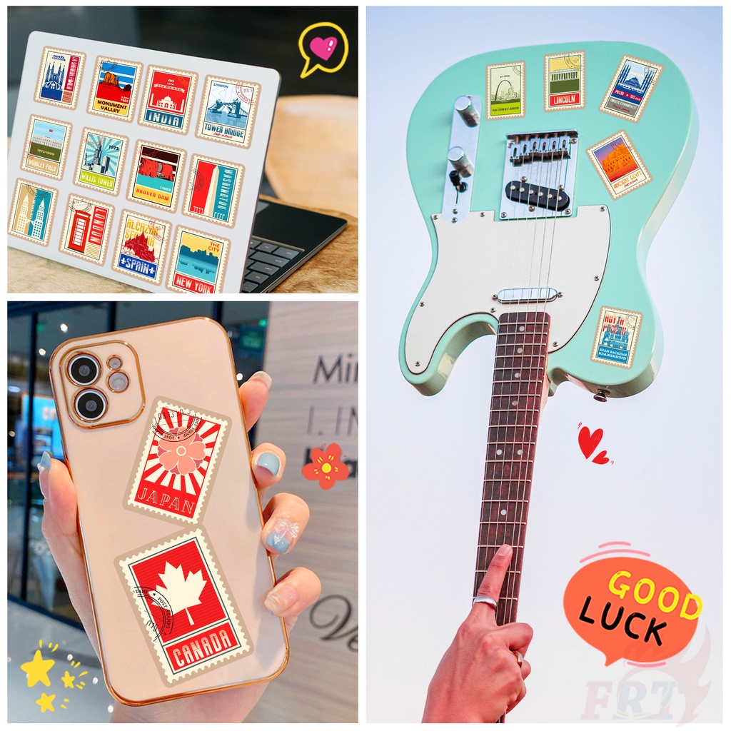 ❉ Tem Dán Trang Trí Phong Cách Retro 01 Độc Đáo ❉ Bộ 50 Miếng Dán Chống Thấm Nước Họa Tiết Thời Trang Dùng Trang Trí