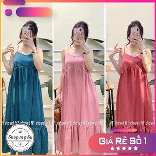 Váy bầu hai dây, maxi dài đi biển