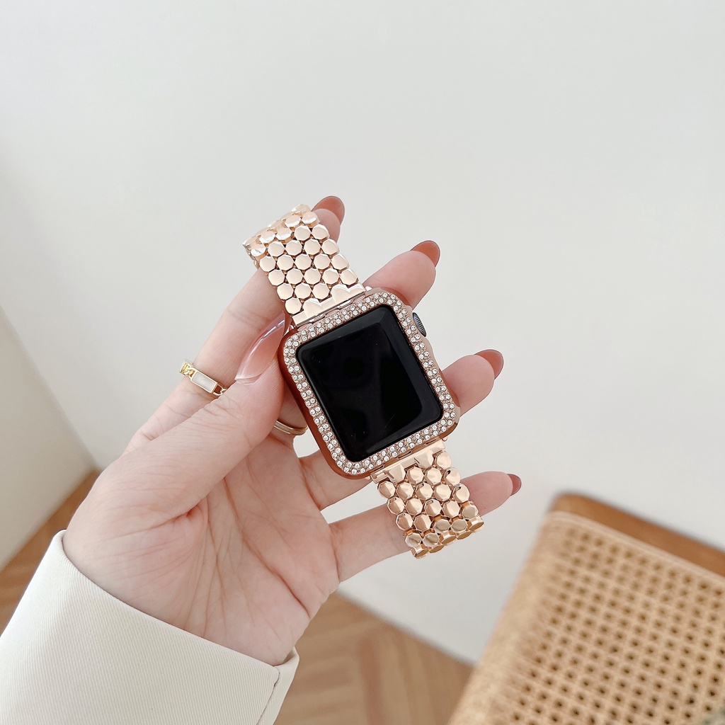 Dây đeo kim loại sang trọng thích hợp cho đồng hồ Apple 7 6 SE 2 44mm 40mm 45mm iWatch Series 3 4 5 SE 42mm 38mm 41mm