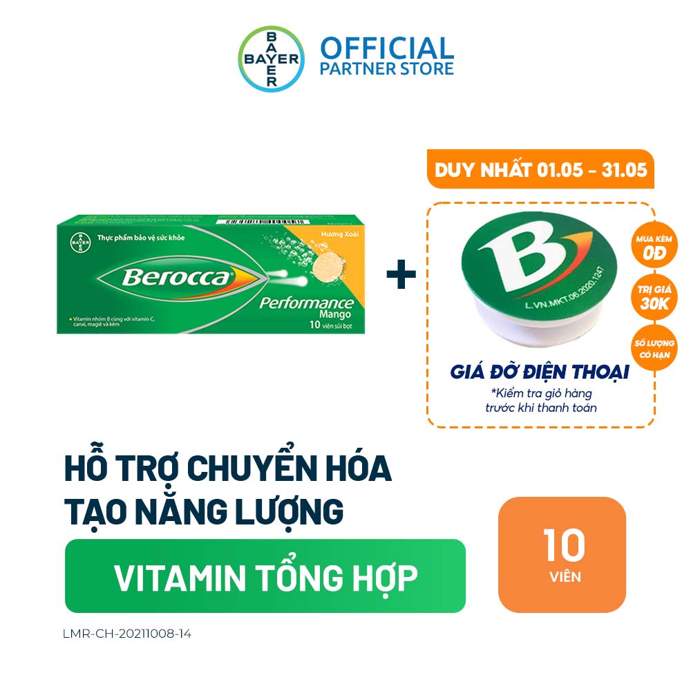 Viên sủi bổ sung Vitamin Berocca Performance Mango 10 Viên