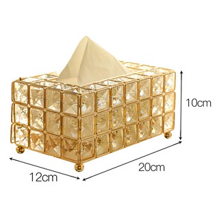 Hộp khăn giấy bằng kim loại đính pha lê sang trọng