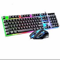 Combo Bàn phím giả cơ gaming kèm chuột có dây với đèn Led 7 màu chuyên dùng cho máy tính pc, laptop - tặng kèm bàndi
