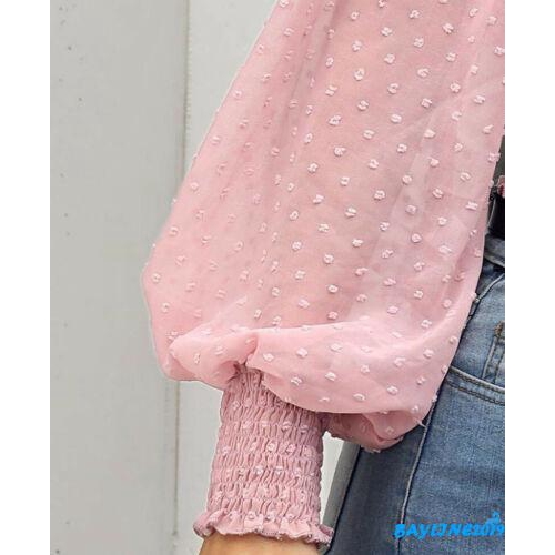 Áo thun chiffon tay dài hở vai gợi cảm cho nữ