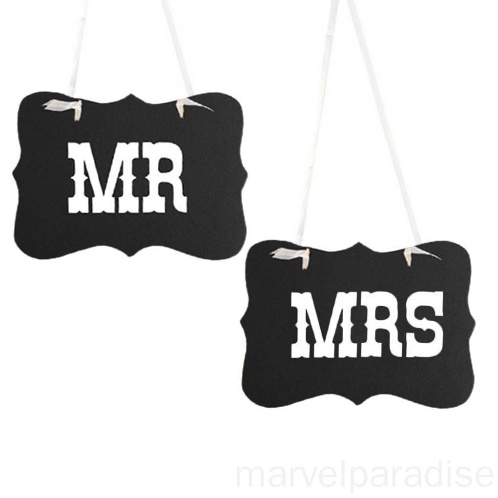 Set 2 Banner Mr / Mrs In Chữ Trang Trí Ghế Tiệc Cưới