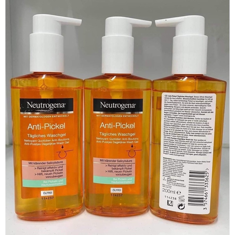 Gel rửa mặt kiềm dầu Neutrogena cho da dầu mụn cực tốt 200ml - Đức