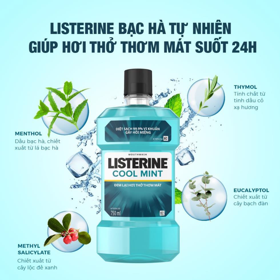 Nước súc miệng Listerine coolmint | Tartar | Trà xanh - 100ml |  250ml | 750ml