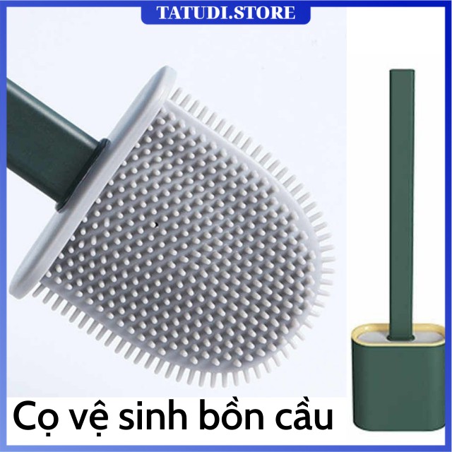 Chổi cọ bồn cầu chà toilet nhà vệ sinh sàn nhà chất liệu silicon kèm miếng dán dính tường tiện lợi sạch đẹp