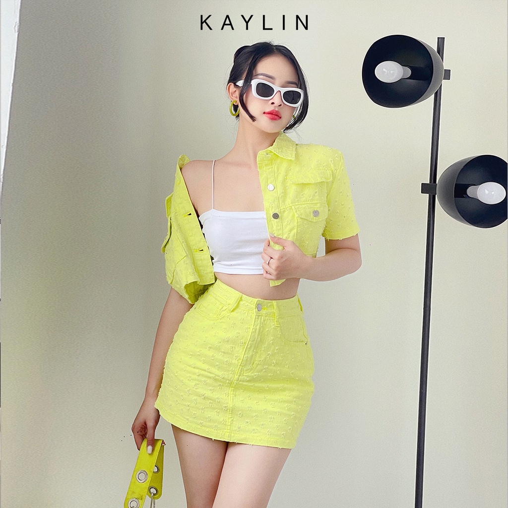 Set bộ áo và váy jean xù phong cách KAYLIN - N1745