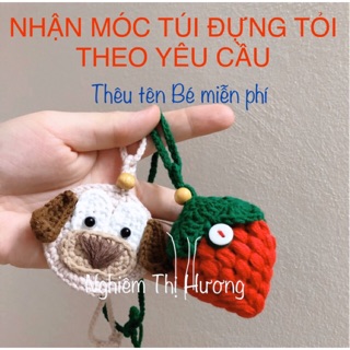 (Gắn tên hoặc thêu tên) Túi đựng tỏi cho bé sơ sinh nhiều mẫu tránh vía bằng len made by huong có hạt dâu tằm