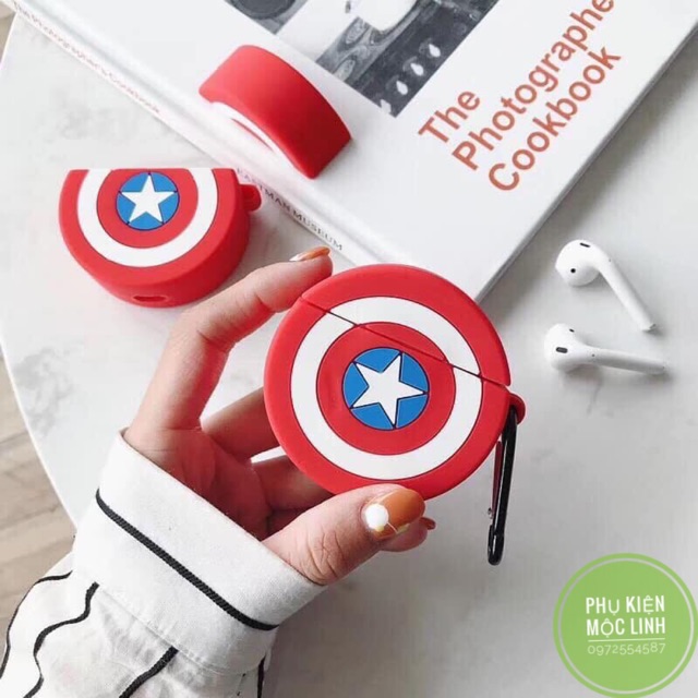 Vỏ bọc silicon Airpods 1 2 3 Pro CAPTION AMERICAN  cho hộp sạc tai nghe Bluetooth Airpod 2 ĐỘI TRƯỞNG MỸ