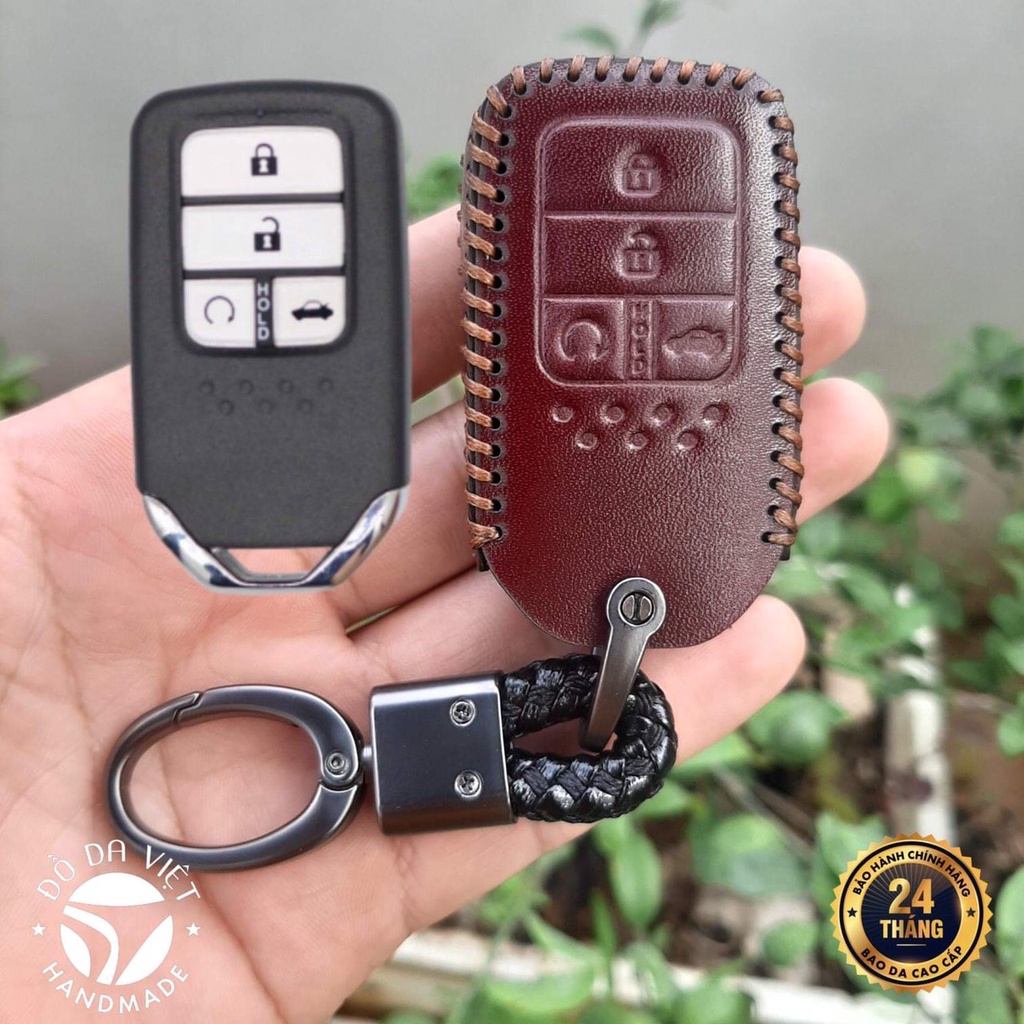Bao Da Chìa Khoá Honda Civic, City RS, Accord (4 nút) Da Bò Nhập Khẩu ITALIA, Bảo hành 2 năm