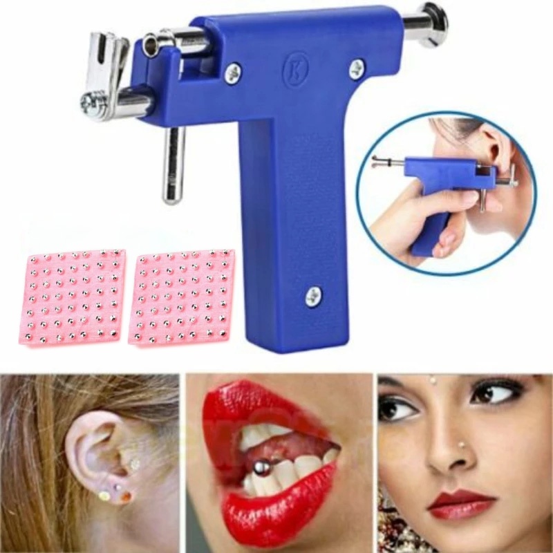 Súng Bấm Lỗ Tai Chuyên Nghiệp An Toàn Không Gây Đau Kèm 98 Khuyên Xỏ Lỗ