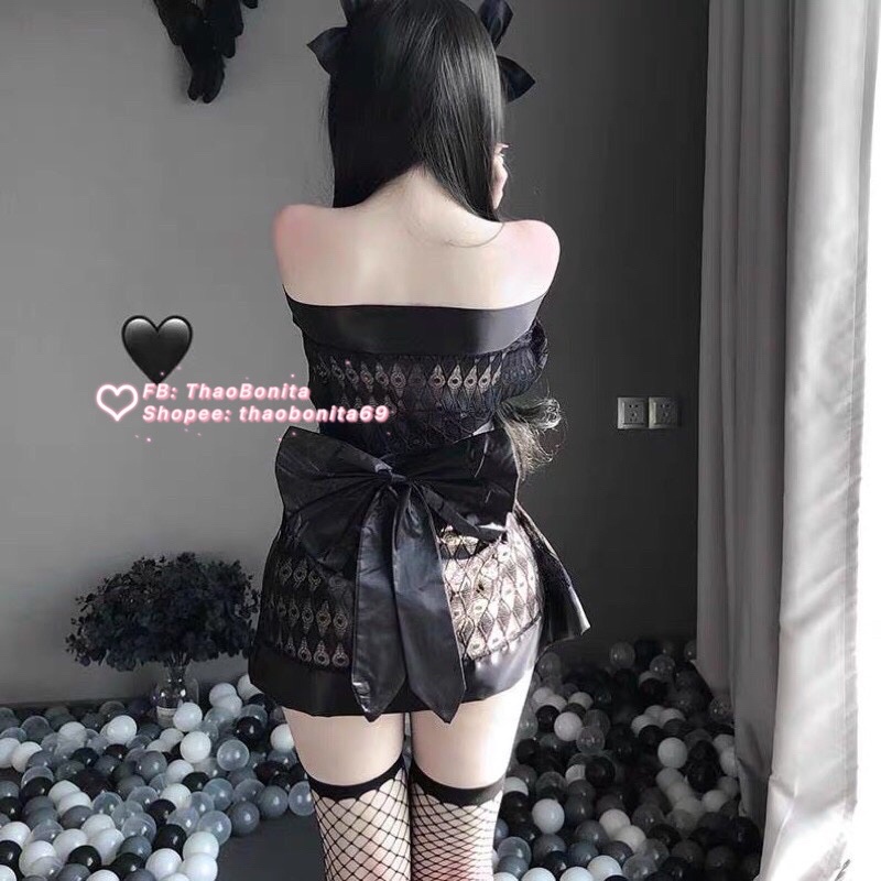 Set KIMONO nơ eo đen huyền bí quyến rũ gợi cảm T471 | BigBuy360 - bigbuy360.vn