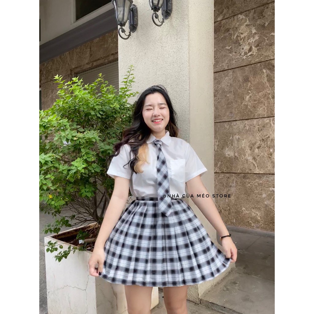CHÂN VÁY PHONG CÁCH HỌC SINH NHẬT BẢN CARO ULZZANG